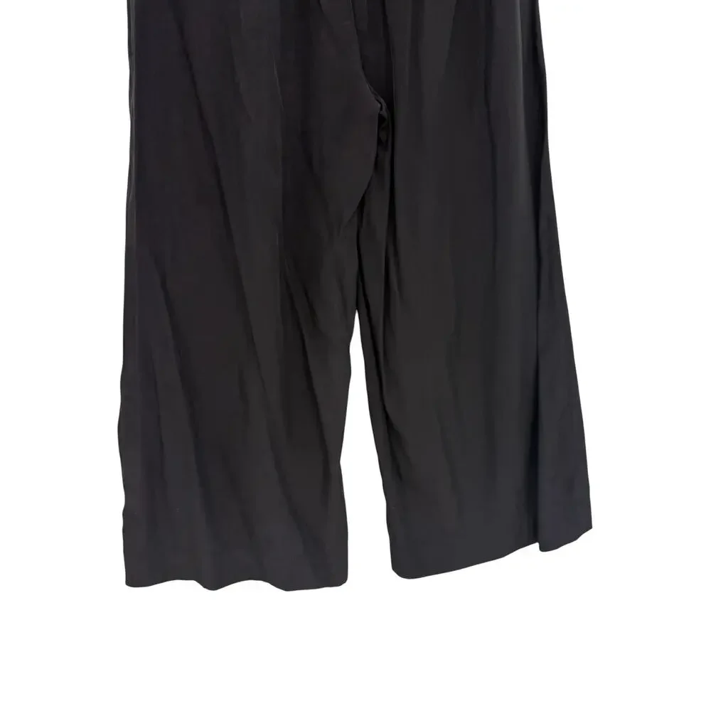 Mersea Ibiza Wide Leg Pull On Pants Black Ruffle Waist Pockets Size Small NWT